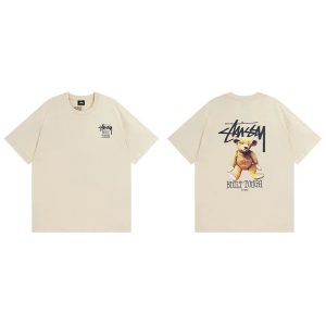 Stussy Built Tough Bear Graphic Beige T-Shirt