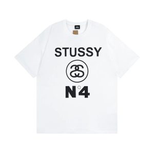 Stussy N4 Logo White Cotton T-Shirt