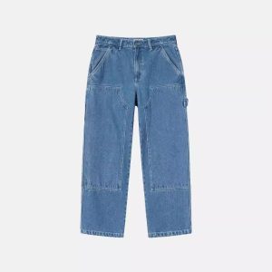 Stussy Blue Denim Carpenter Pants Wide Leg Jeans