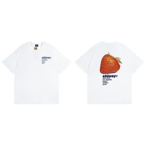 Stussy Strawberry Graphic White Short Sleeve T-Shirt