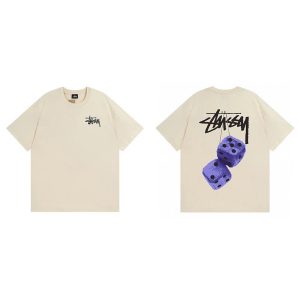Stussy Dice Graphic Beige Short Sleeve T-Shirt