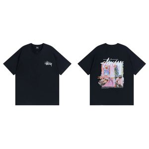 Stussy Black Graphic Logo Short Sleeve T-Shirt