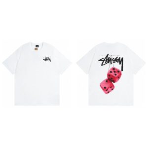 Stussy Dice Graphic White T-Shirt Short Sleeve