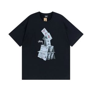 Stussy Playing Card House Black Graphic T-Shirt