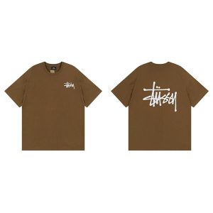 Stussy Brown Logo Graphic Short Sleeve T-Shirt
