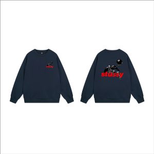 Stussy 8 Ball Skeleton Navy Crewneck Sweater for Men