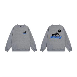 Stussy 8 Ball Skeleton Grey Crewneck Sweater