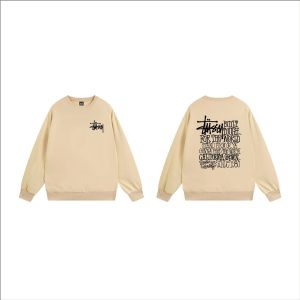 Stussy Beige Graphic Sweatshirt Casual Streetwear Top
