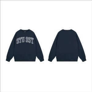 Stussy Navy Logo Crewneck Sweater Men’s Streetwear Pullover