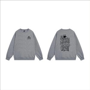 Stussy International Crew Grey Crown Logo Sweatshirt