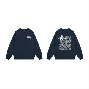 Stussy Navy Logo Graphic Crewneck Sweatshirt