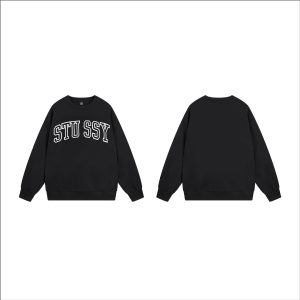 Stussy Logo Black Crewneck Sweatshirt for Men