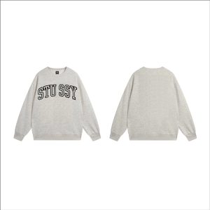 Stussy Logo Grey Crewneck Sweatshirt Sweater