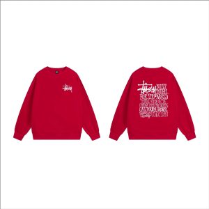 Stussy Red Graphic Logo Crewneck Sweatshirt for Men