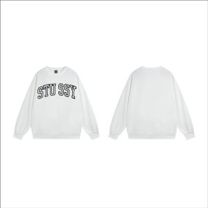 Stussy Collegiate Logo White Crewneck Sweatshirt Sweater