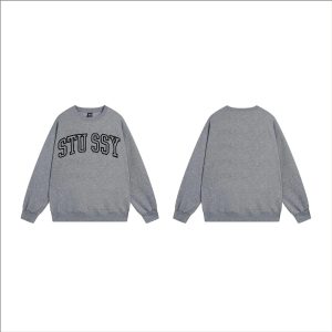 Stussy Grey Logo Crewneck Sweatshirt Streetwear Sweater