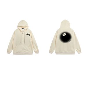 Stussy 8 Ball Zip Hoodie Cream Streetwear Jacket