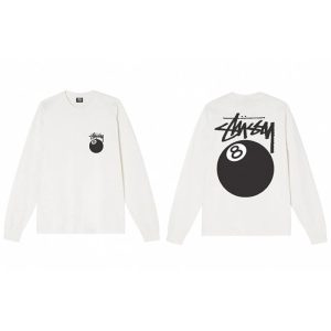 Stussy 8 Ball White Long Sleeve Graphic T-Shirt