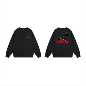 Stussy 8 Ball Skeleton Black Crewneck Sweater