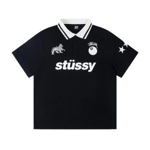 Stussy Black Logo Graphic Polo Shirt