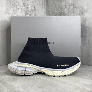 Balenciaga Black Knit Sock Sneakers with Chunky Sole