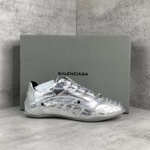 Balenciaga Silver Metallic Retro Sneakers
