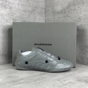 Balenciaga Grey Low Top Leather Sneakers Shoes