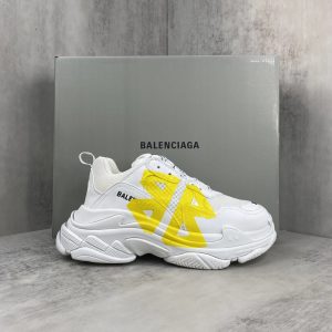 Balenciaga Triple S White Yellow Chunky Sneakers
