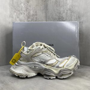 Balenciaga Track Metallic Silver Chunky Running Shoes