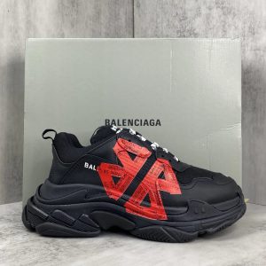 Balenciaga Triple S Black Red Chunky Sneakers Shoes