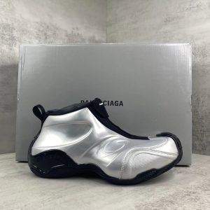 Balenciaga Silver Black Futuristic Slip-On Sneakers