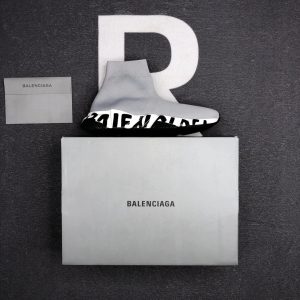 Balenciaga White Logo Sock Sneakers High Top Shoes