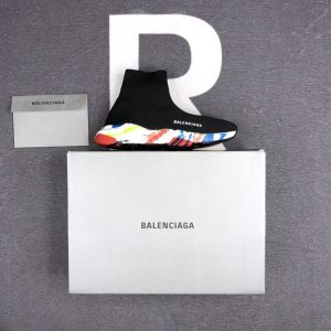 Balenciaga Speed Trainer Black Rainbow Sole Shoes