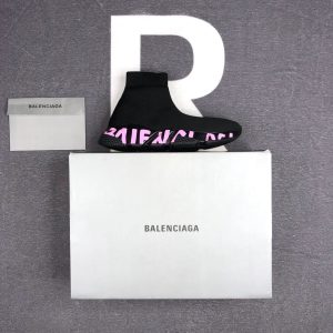 Balenciaga Speed Trainer Black Pink Logo Shoes
