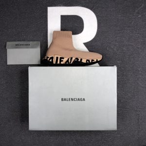 Balenciaga Speed Trainer Beige Black Logo Sneakers
