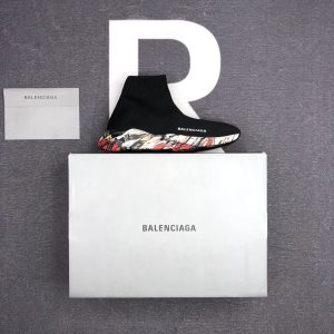 Balenciaga Speed Trainer Black Floral Sole Shoes