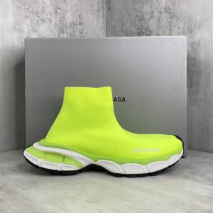 Balenciaga Neon Green Knit Sock Sneakers for Men