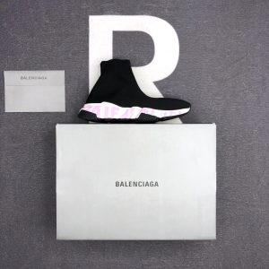 Balenciaga Speed Trainer Black Pink Knit Sneakers