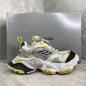 Balenciaga Runner Sneakers Silver Yellow Mesh Shoes