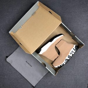 Balenciaga Beige Knit Low-Top Sneakers with Black Sole