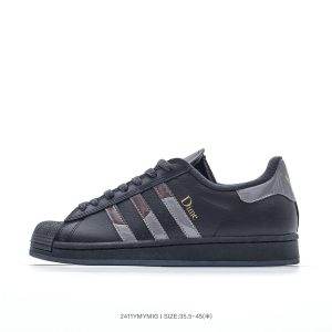 Adidas Superstar Black Dior Monogram Leather Shoes