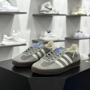 Adidas Grey Suede Low-Top Stripe Casual Sneakers