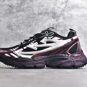 ShoesOff White Retro Running Sneakers White Burgundy Black