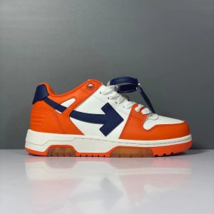 Off White Orange Navy Low Top Skate Sneakers