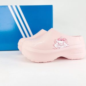 Adidas Pink Cat Graphic Slip-On Platform Clogs