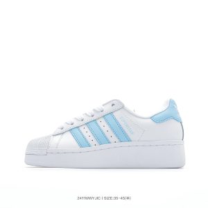 Adidas White Blue Platform Casual Sneakers