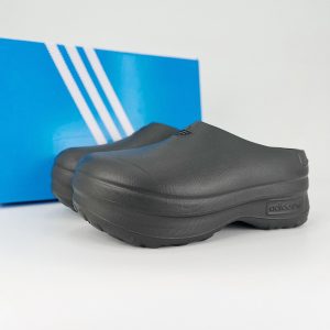 Adidas Black Chunky Platform Clogs Slip-On Shoes
