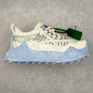 Off-White Blue White Spiked Sole Low Top Sneakers