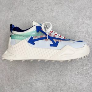 Off-White White Low Top Sneakers Blue Arrow Logo