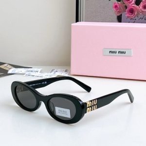 Miu Miu Black Oval Sunglasses for Women